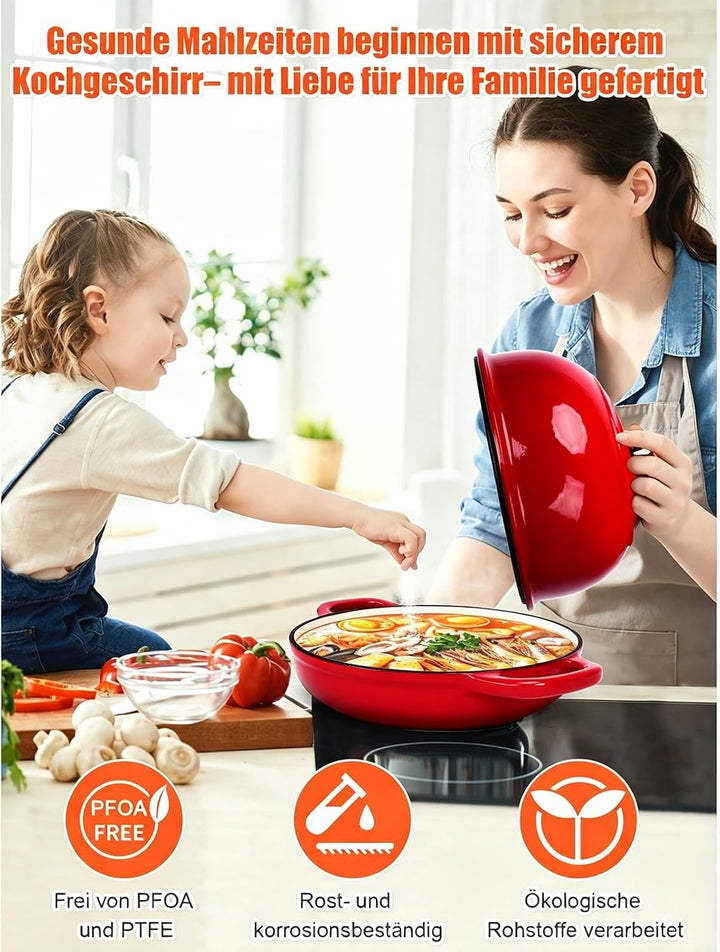 GFTIME Gusseisen Topf Brot Backen, Schmortopf Gusseisen Topf mit Deckel, Dutch Oven Brotbacktopf mit