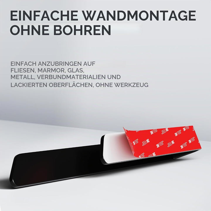Handtuchhalter Svenskoya Schwarz aus gebürstetem Aluminium | zum Kleben | 40cm | modernes Schlichtes