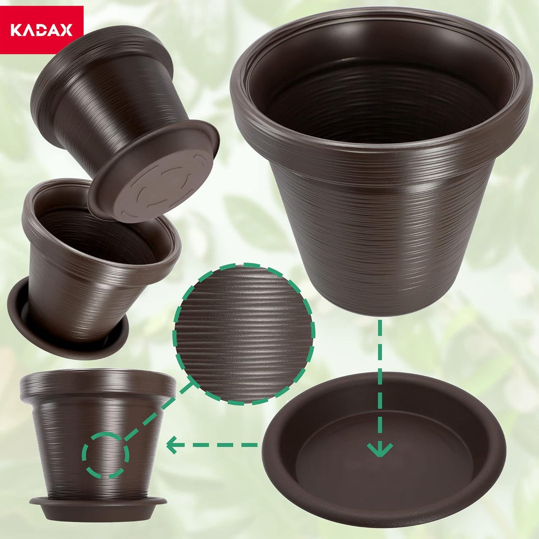 KADAX Blumentopf aus Kunststoff, 4 Farben, Pflanzkübel mit Untersetzer, Pflanztöpfe, Pflanzentopf mi