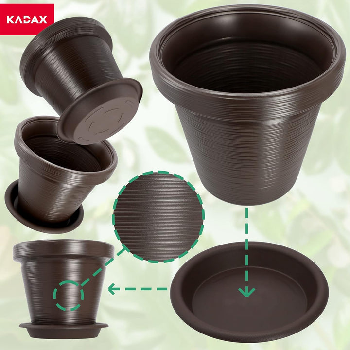 KADAX Blumentopf aus Kunststoff, 4 Farben, Pflanzkübel mit Untersetzer, Pflanztöpfe, Pflanzentopf mi