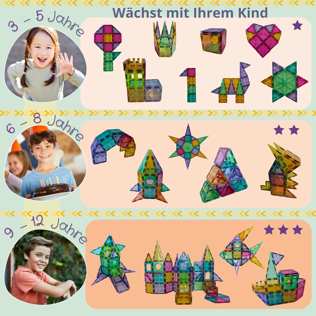 Super Pack 70 Teile | Magnetische Bausteine Kinder | Magnetische Konstruktionen Kinder | Magnetische
