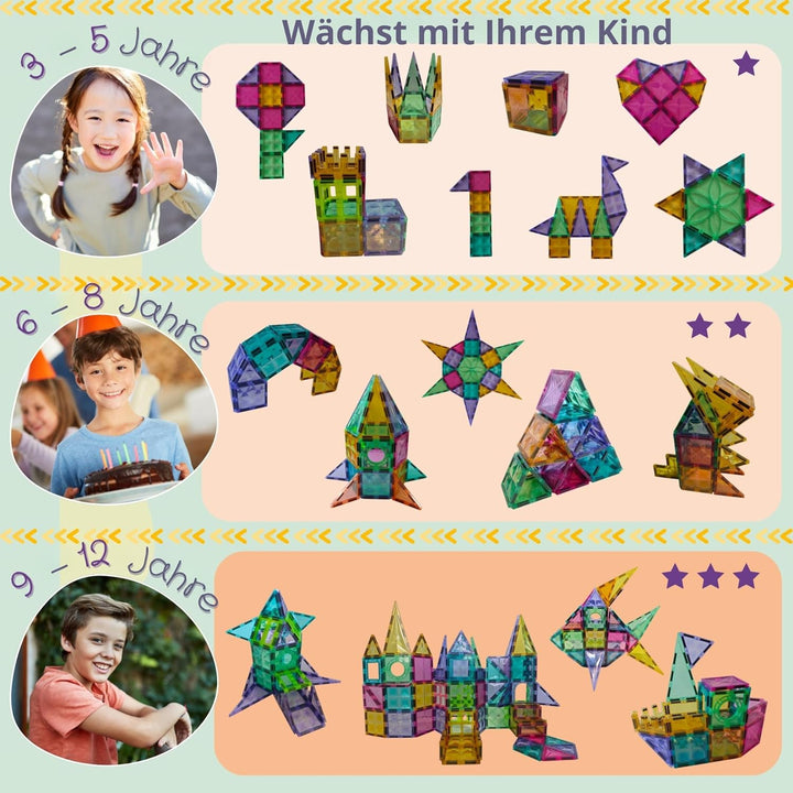 Super Pack 70 Teile | Magnetische Bausteine Kinder | Magnetische Konstruktionen Kinder | Magnetische