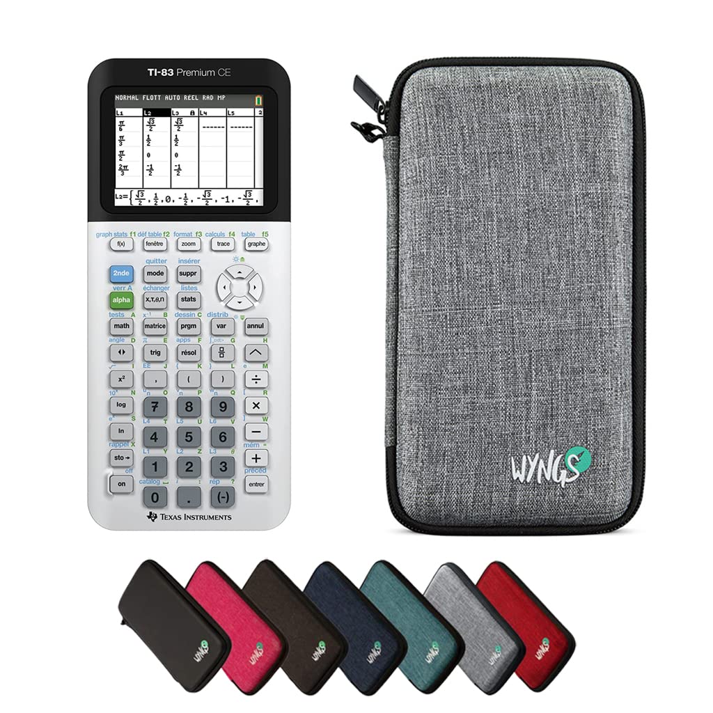 CALCUSO Sparpaket: TI-83Premium CE Grafikrechner + WYNGS Schutztasche hellgrau + Erweiterte Garantie