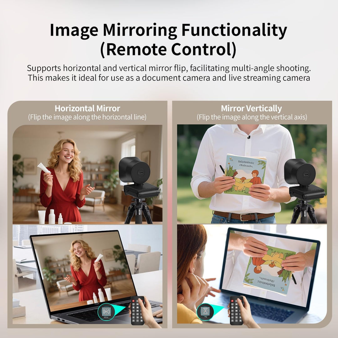 TOALLIN 4K-Webcam mit Ringlicht, Fernbedienung, PDAF-Autofokus, 1/2,5-Zoll-Sensor und 12 MP, integri