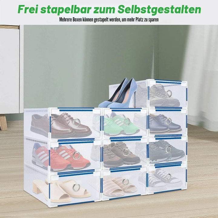 10Stück Set Schuhboxen Schuhkasten Schuhkarton Schuhaufbewahrung Aufbewahrungsbox mit Deckel Transpa