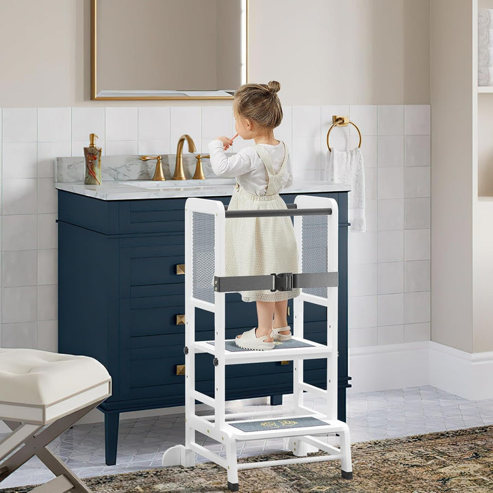 Learn N Explore, Lernturm für Kinder aus Eisen, 3-stufig Höhenverstellbarer Tritthocker aus Holz, St