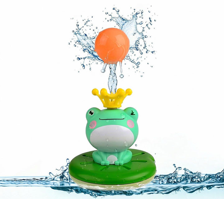 SPITZER TOYS Schwimmender Badefrosch mit Wassersprinkler, Badespielzeug für Badewanne & Pool, Wasser
