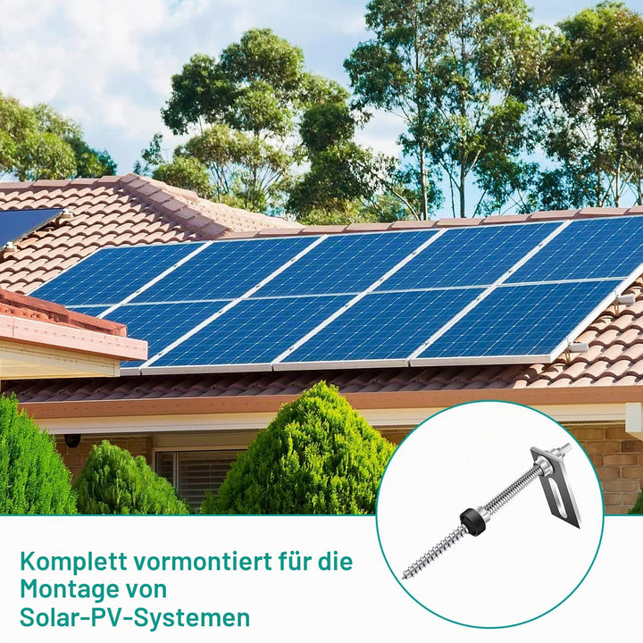 16 Stück Stockschrauben M10 x 200mm, Stockschrauben PV Anlage 304 Edelstahl Dichtung Sperrzahnmutter