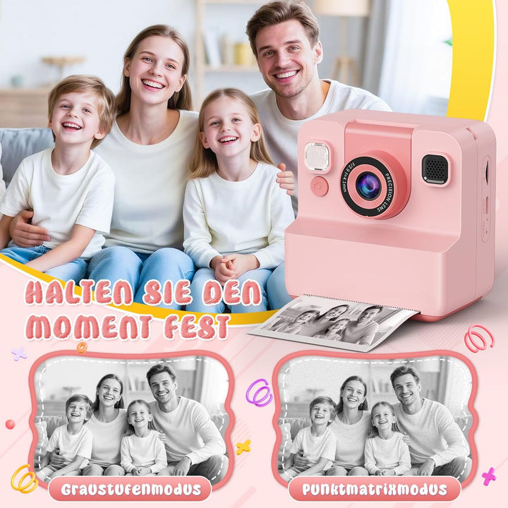 Sofortbildkamera Kinder Kamera,2.4" HD Bildschirm Kinderkamera mit 32GB Spielzeug ab 3 4 5 6 Jahren