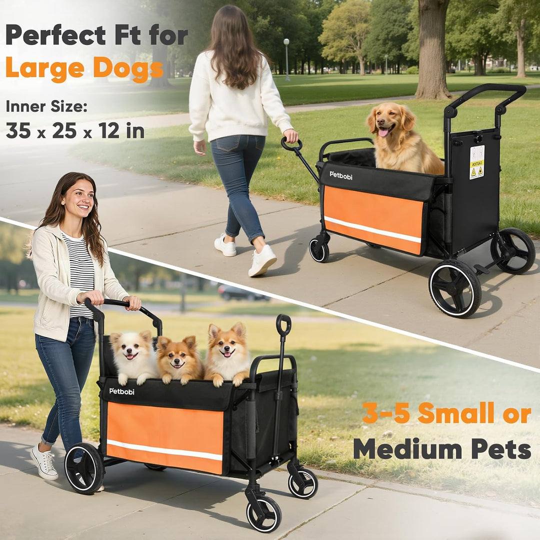 Petbobi 2-in-1 Schieb- &amp; Zug-Hundetrolley für mittelgrosse &amp; grosse Hunde, mit Zugangsrampe für alte