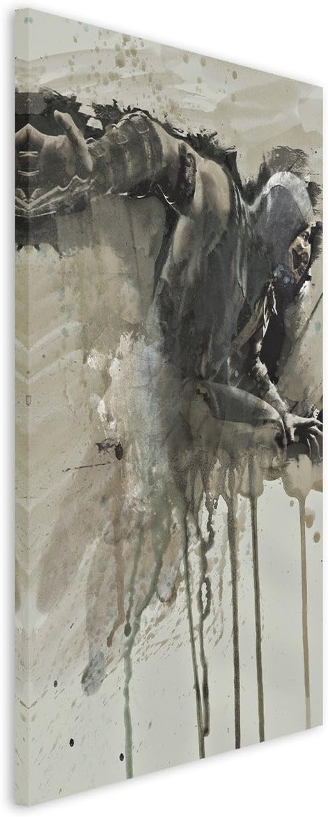 Paul Sinus Art Mortal Kombat X Scorpion 90x60cm Wandbild Aquarell Kunstbild Malerei Leinwandbild Fot