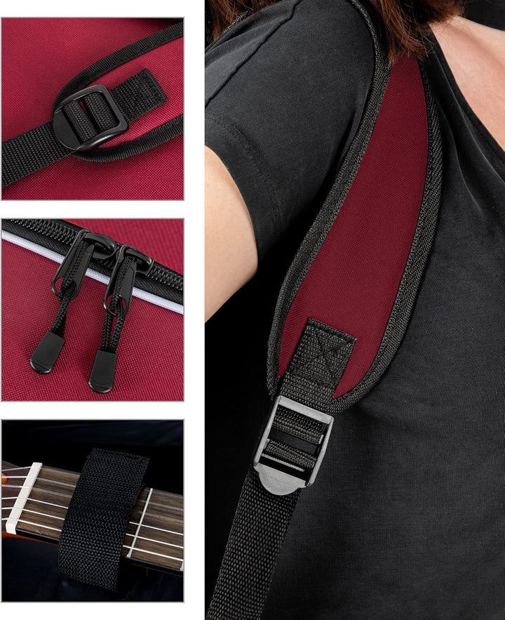 ROCKTILE Klassik-Gitarrentasche 4/4-Grösse - wasserabweisender Gigbag mit weicher Polsterung und Fix