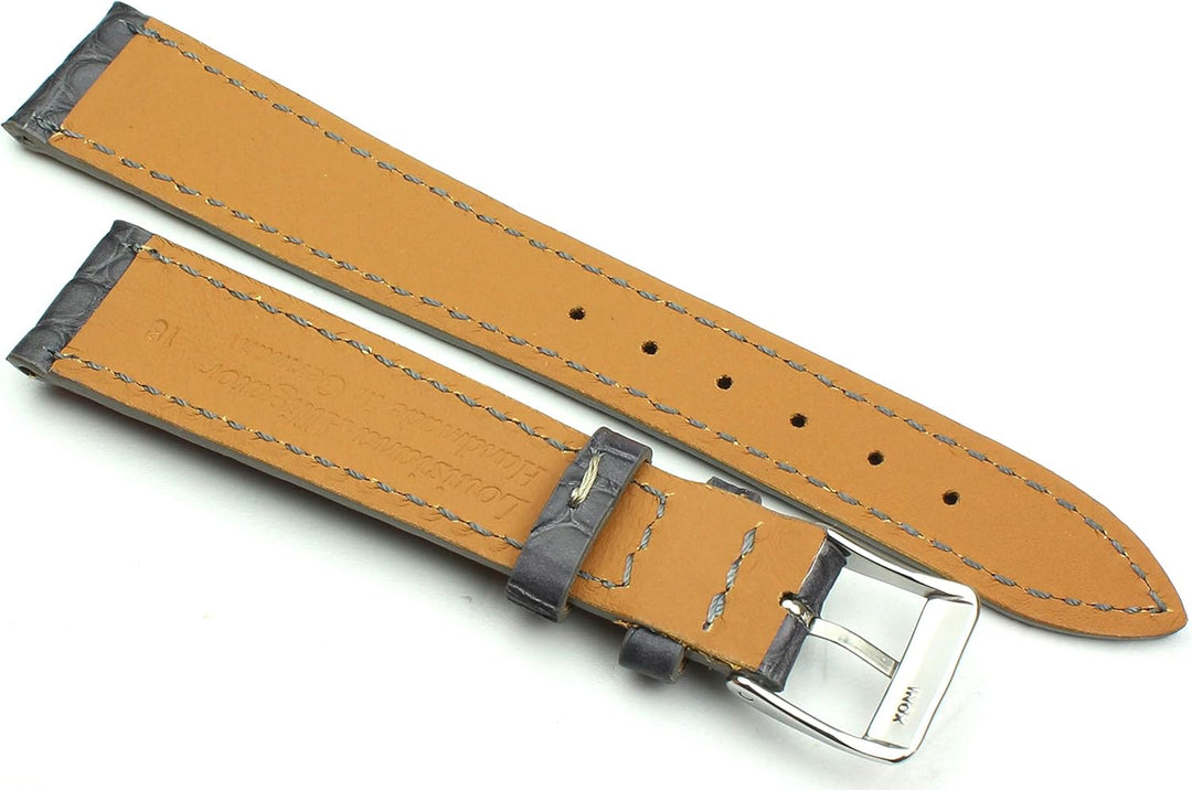 18mm Echt Alligator Klassik handgemacht in Deutschland Uhrenarmband Grau