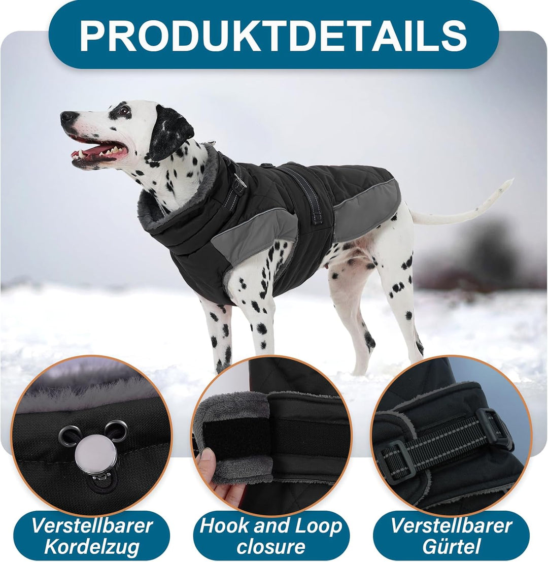 Wintermantel Hund M, Wintermantel Hunde mit Hohem Kragen, Warmer Hundejacke mit D-Ring für Cocker Sp