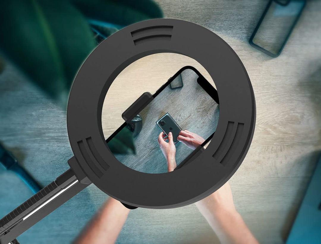 Overhead Stativ Handy mit Ringlicht, Flexibler Tisch Kamera Arm mit Licht, Flexible Tisch Kamera Arm