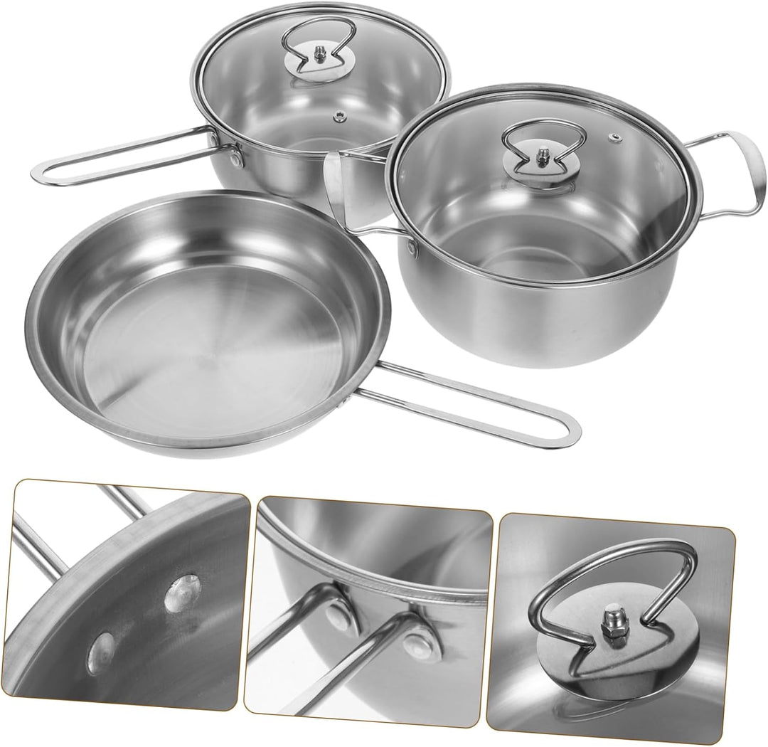 Edelstahl Kochset 3 Stück mit Suppentopf und Milchtopf Leichtes Design und Stabile Ausführung Geeign