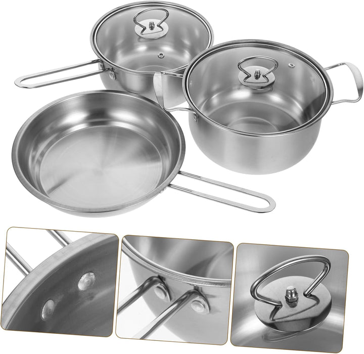 Edelstahl Kochset 3 Stück mit Suppentopf und Milchtopf Leichtes Design und Stabile Ausführung Geeign