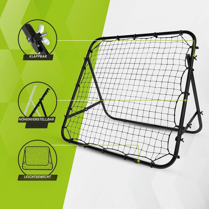 Virtufit Verstellbarer Fussball-Rebounder Pro - Kickback - Tchouck - 84 x 84 cm / 100 x 100 cm / 124