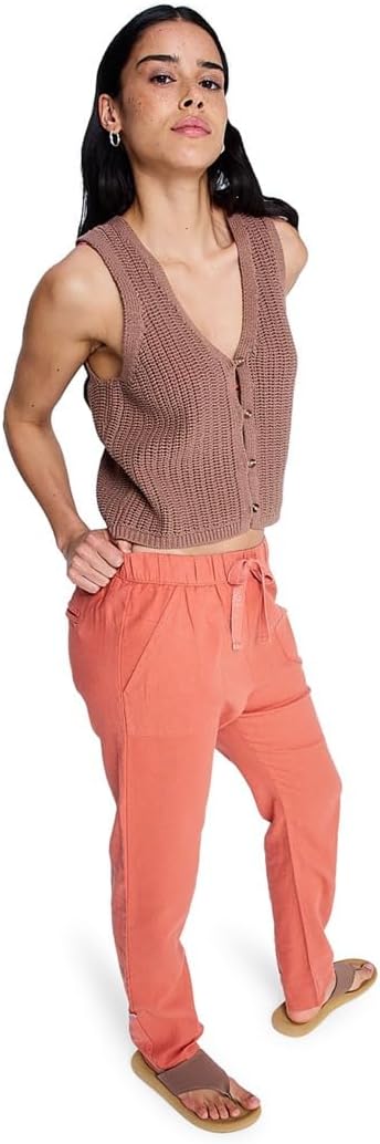 Roxy On The Seashore - Cargo Hose aus Leinen für Frauen Weiss S Aprikosenbrand, S Aprikosenbrand