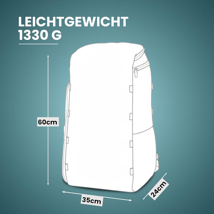 Zeeksack The Organizer - Grosser Rucksack Hellblau 40L - Wasserabweisender Handgepäck-Reiserucksack