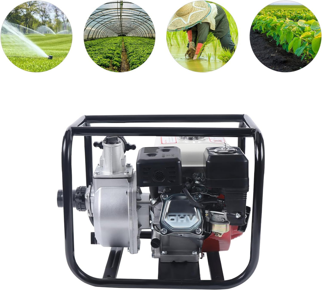 ROGONPDK 4 Takt Benzin Wasserpumpe 210 CC Wasserpumpe Motor Schmutzwasserpumpe Teichpumpe Gartenpump