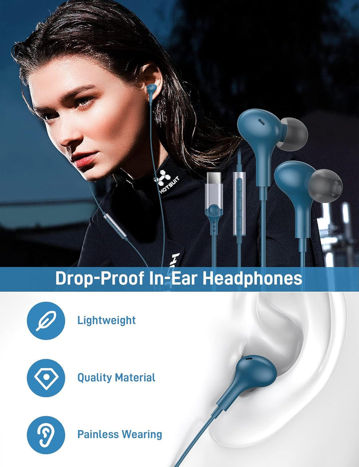 USB C Kopfhörer für iPhone 17 Pro Max Samsung A56 A36 A17 A16 Z Flip7 Fold 7 S25 Ultra S23 FE,In Ear