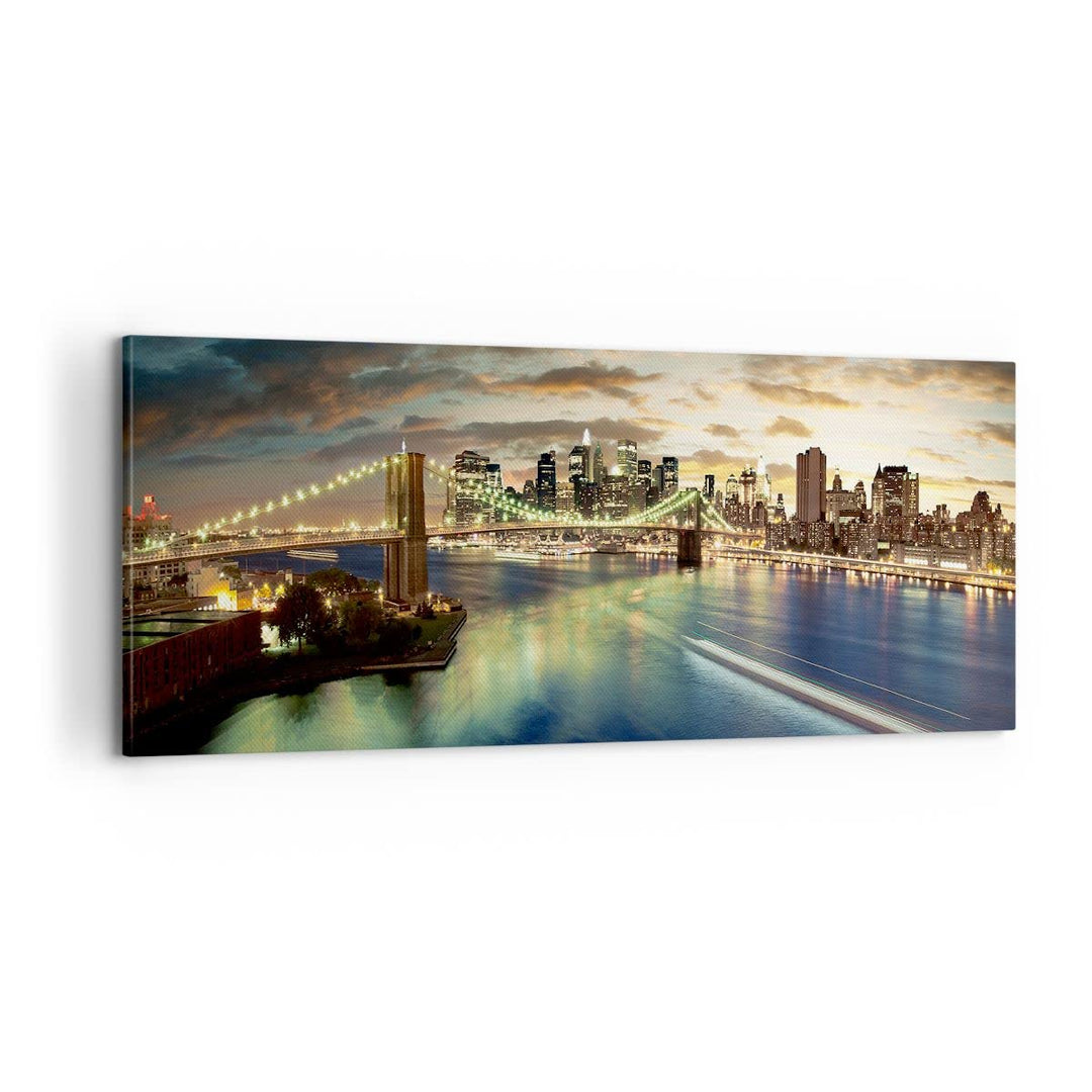 Panorama Bilder auf Leinwand 100x40cm Leinwandbild Amerika Architektur New York Gross Wanddeko Bild