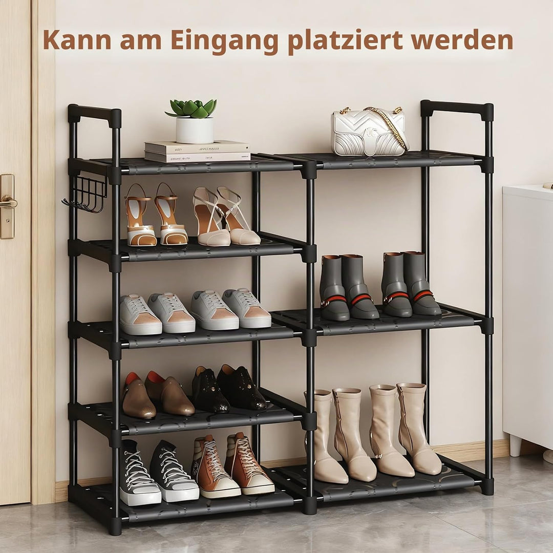 5 Ebenen Schuhregal, 83 cm Breit Platzsparend Schuhständer mit hoher Etage für Stiefel, Freistehende
