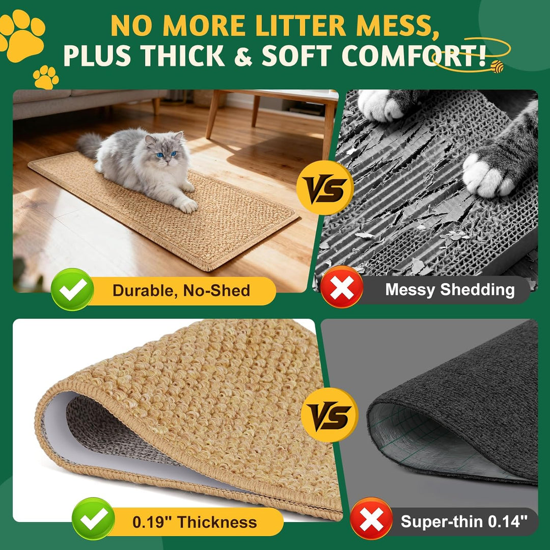 ENONCI Kratzmatte aus Sisal, Kratzmatte für Katzen, mit Klebeband, 60x30cm Katzenkratzmatte, Teppich