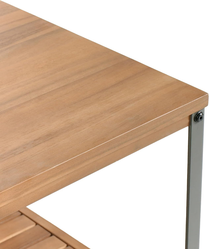 Beliani Outdoor-Kücheninsel zertifiziertes Holz braun schmal 50x50 cm mit Regalen Ivrea