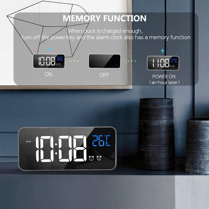 HOMVILLA Wecker, Wecker Digital mit Grosse LED Temperaturanzeige, Digitaler Wecker mit Dual Alarm, S