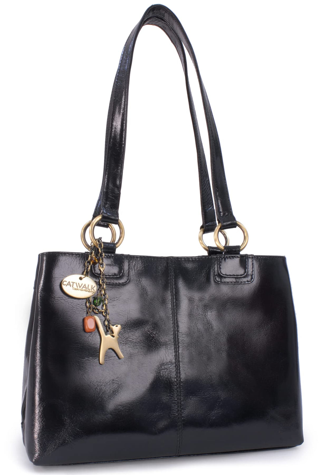 Catwalk Collection Handbags - Leder - Umhängetasche/Grosse Tasche - BELLSTONE Schwarz, Schwarz