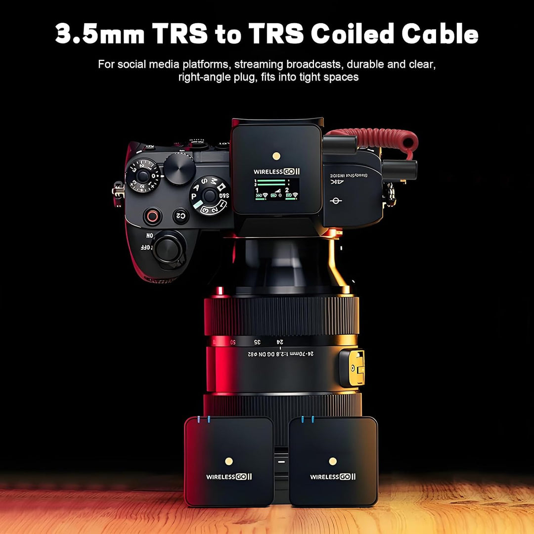 3,5 mm TRS auf TRS Patchkabel, Mikrofon, Spiralkabel, kompatibel mit Rode SC2, Wireless GO III/ GO I