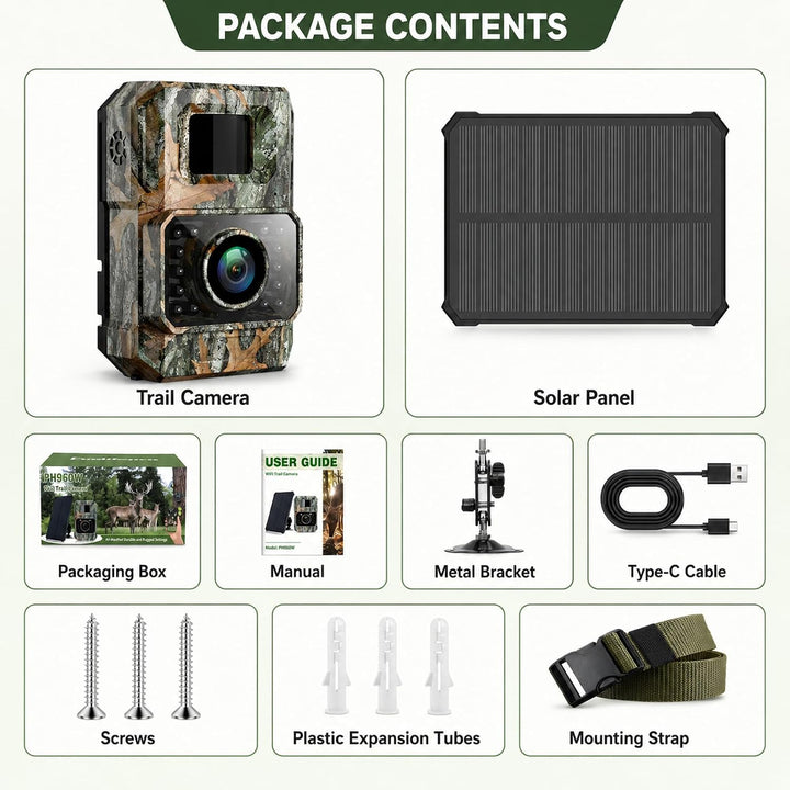 Solar Wildkamera mit Handyübertragung App,WLAN Bluetooth Wildtierkamera