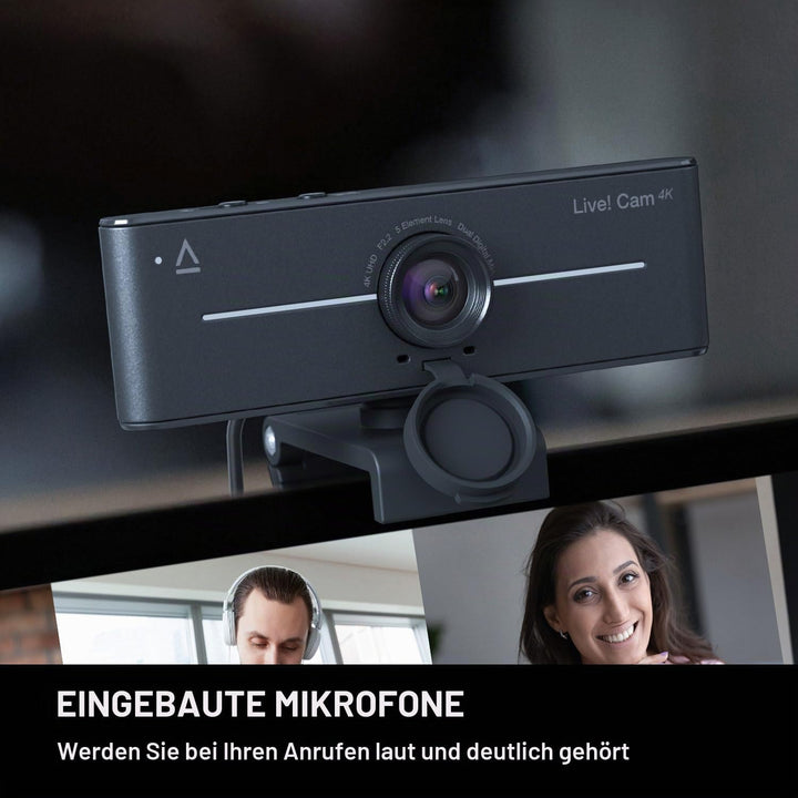 CREATIVE Live! Cam 4K UHD USB Webcam with Backlight Compensation, Up to 60 FPS, 95° Wide-Angle Lens,