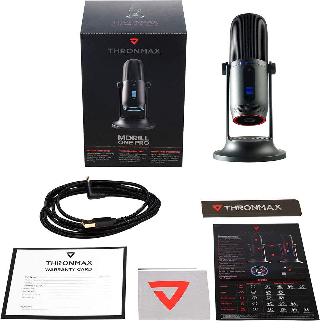 Thronmax Mdrill One (M2G) Kondensator Mikrofon (Grau) für professionelle HD Aufnahmen (48kHz) in Stu