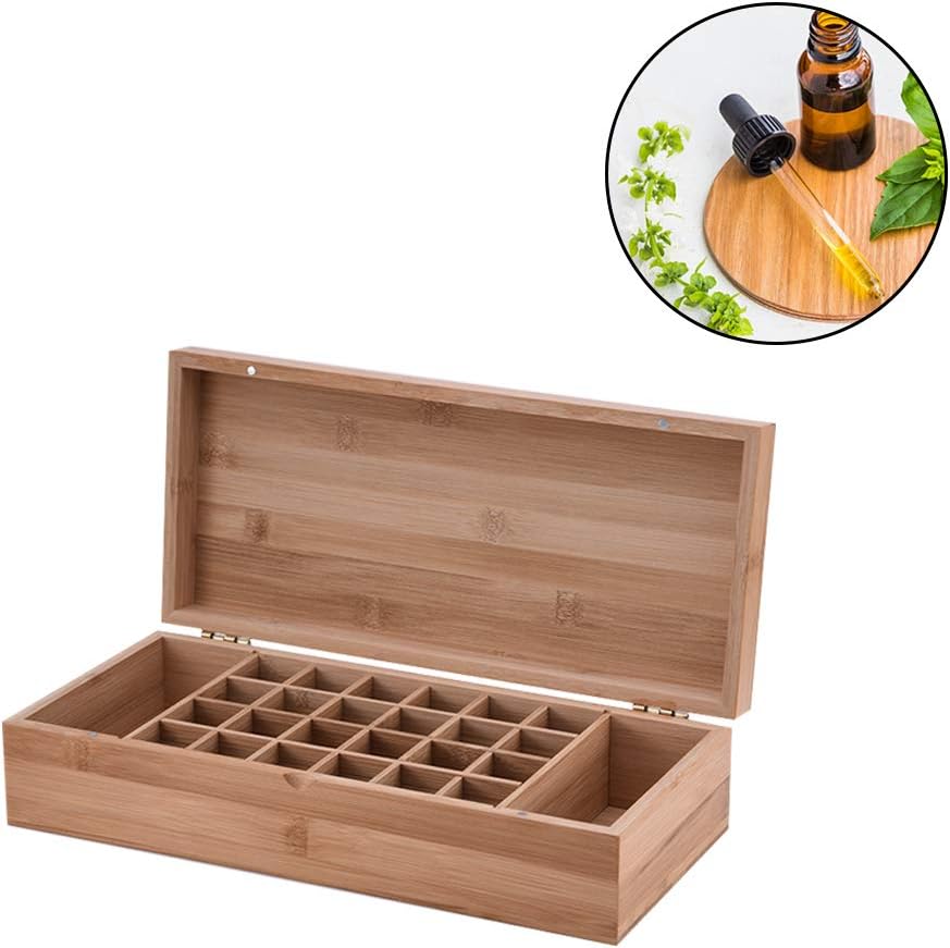RoseFlower Bambus Ätherisches Öl Organisator Behälter Duftöle Display Ständer, 26 Löcher Aufbewahrun