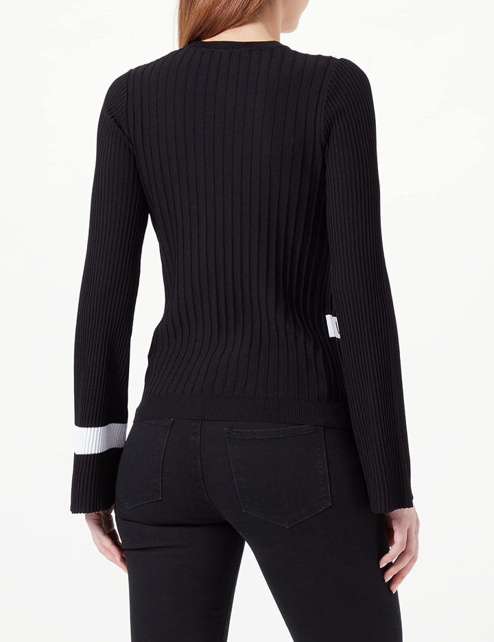 Love Moschino Damen Slim Fit Ribbed Viscose Blend top 40 Schwarz, 40 Schwarz