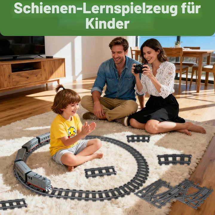 Bausteine Zug Schienen Set, 54 Stück City Zug Schienen Set, Bestehend aus Cross Track Gerade, Kurven