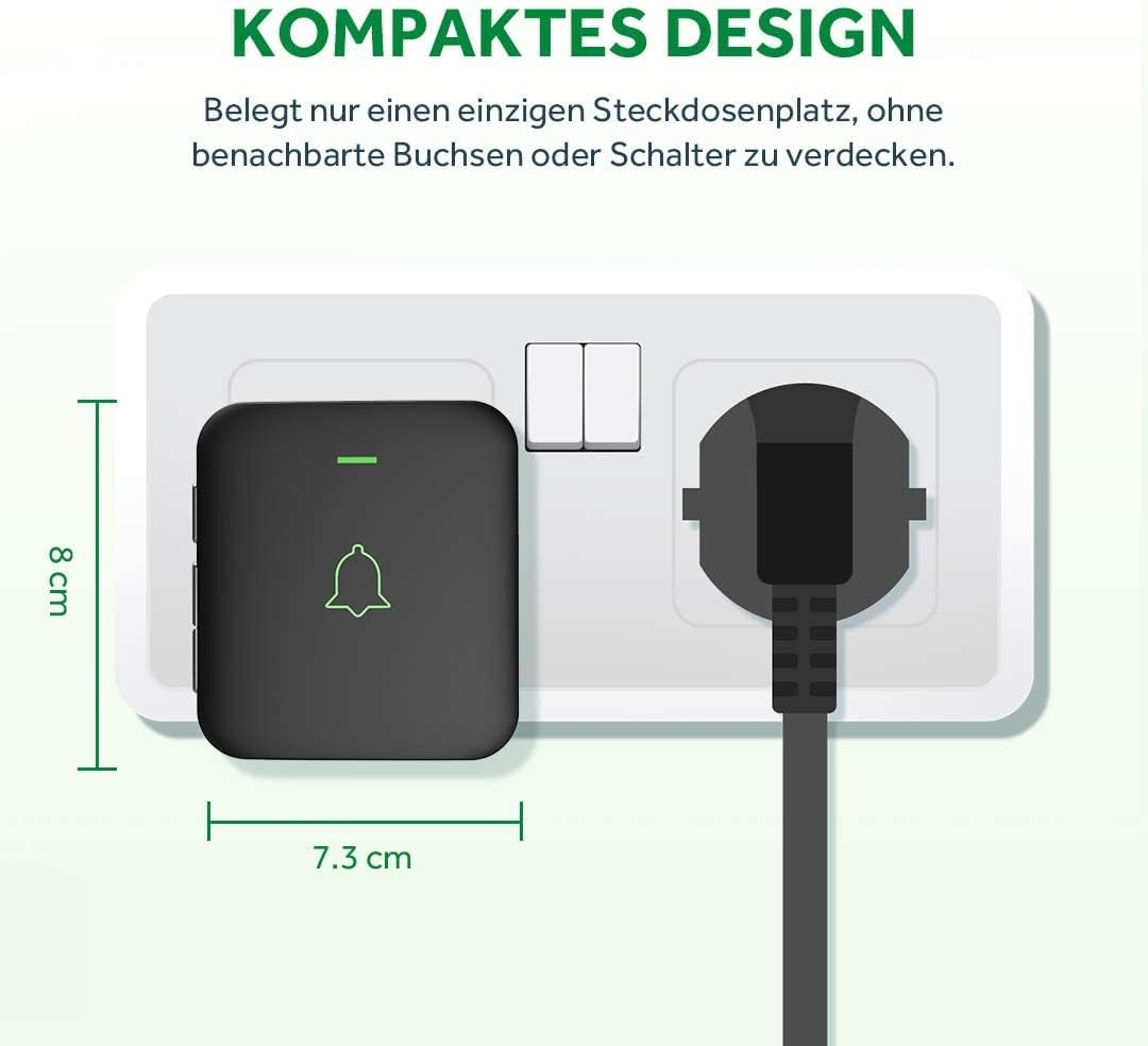 Mini Funkklingel Wasserdicht, AVANTEK CB-11 Kabellose Türklingel 300M Funk Reichweite Haustür Klinge