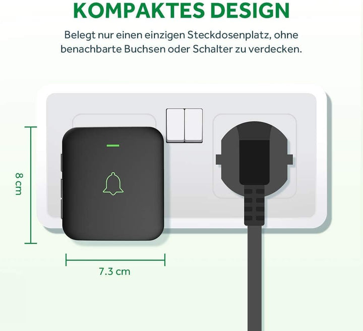 Mini Funkklingel Wasserdicht, AVANTEK CB-11 Kabellose Türklingel 300M Funk Reichweite Haustür Klinge