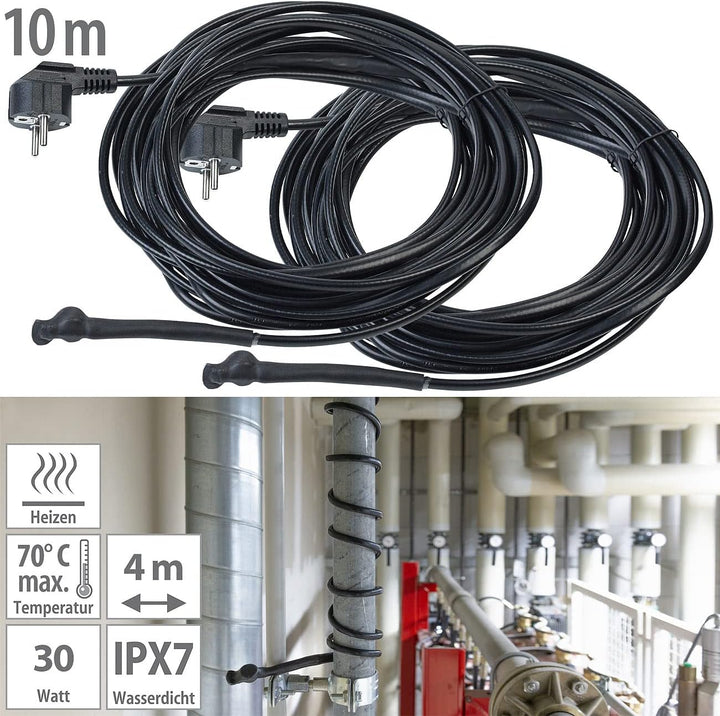 Royal Gardineer Pflanzenheizung: 2er-Set Frostschutzkabel mit Thermostat, 10 m Heizkabel, 150 W, IPX