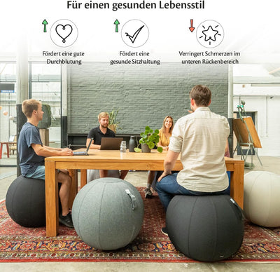 Backerz® Sitzball 65 cm - Ergonomische Sitzmöbel für Büro und Heimbüro - Langlebiger Stoff, Gymnasti