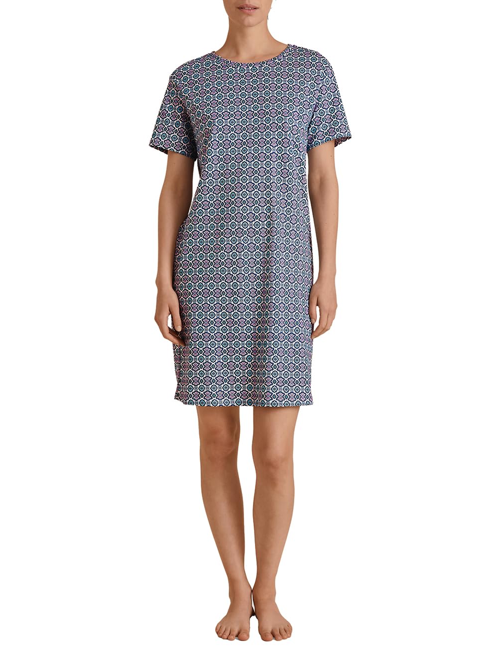 CALIDA Spring Nights Kurzarm-Nachthemd Damen, Länge 95cm, atmungsaktiv und klimaregulierend, aus 100
