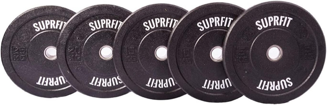 SUPRFIT Hi-Temp Hantelscheiben Bumper Plates 50mm aus recyclten Vollgummigranulat, Gewicht: 5-25kg,