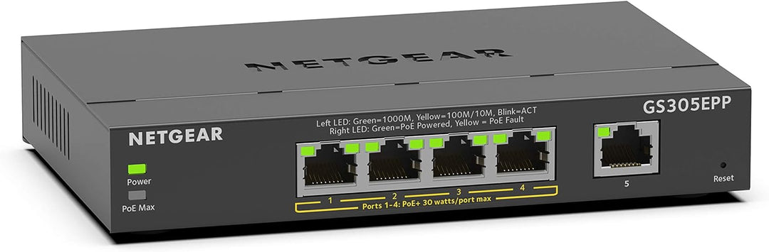 NETGEAR GS305EPP PoE Switch 4 Port Gigabit Ethernet LAN Switch PoE+ 120W Plus (5 Ports Plug-and-Play