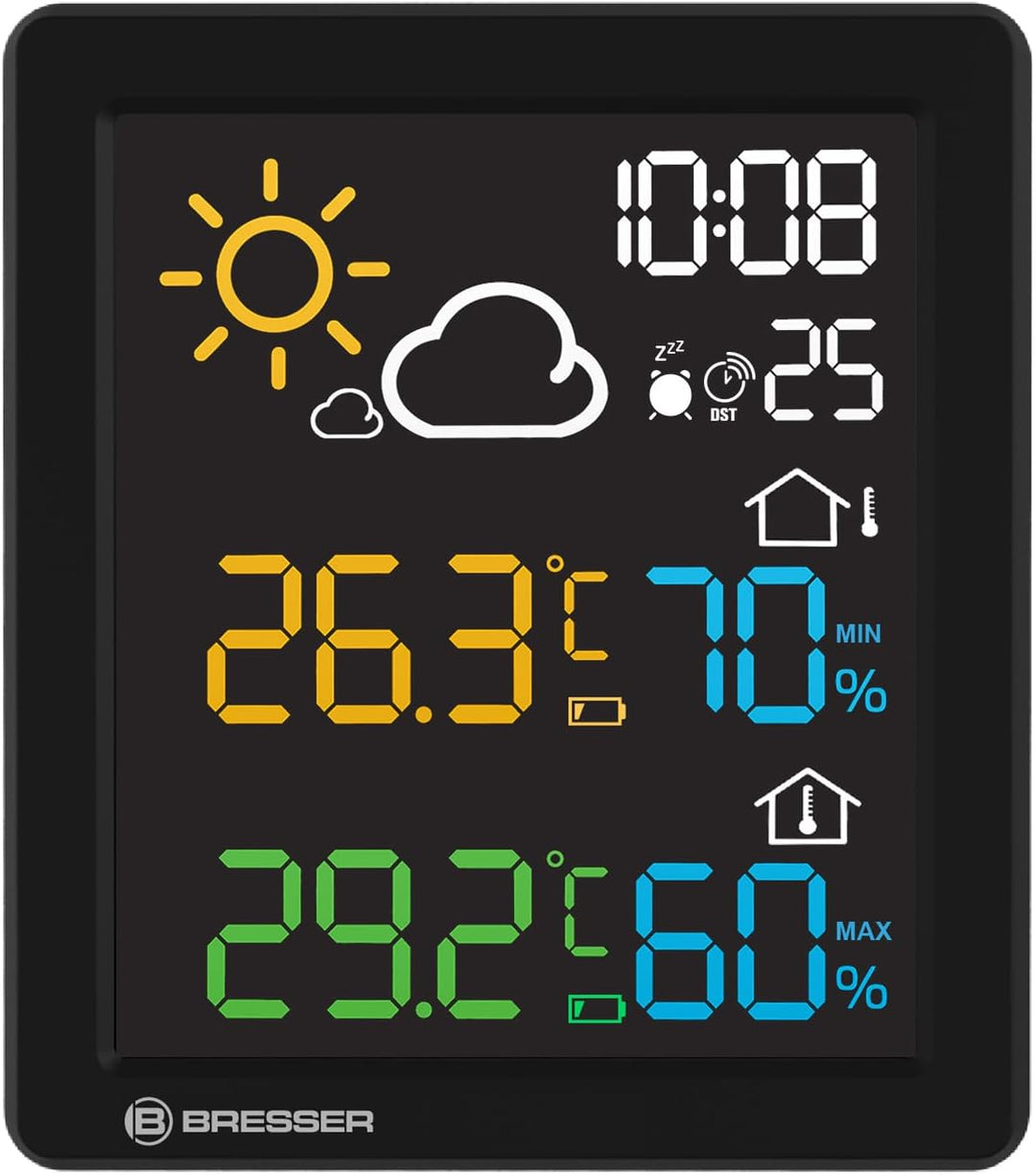 Bresser MeteoCast Pico Farbwetterstation - Thermo-Hygro-Aussensensor, Max./Min.-Wertspeicher, DCF-ge