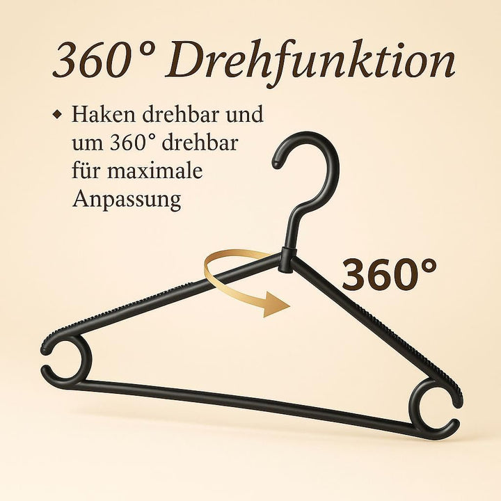 Siluk_ Kleiderbügel Wäschebügel Kunststoff drehbar Wäschebügel aus Kunststoff - Made in UE (25, Schw
