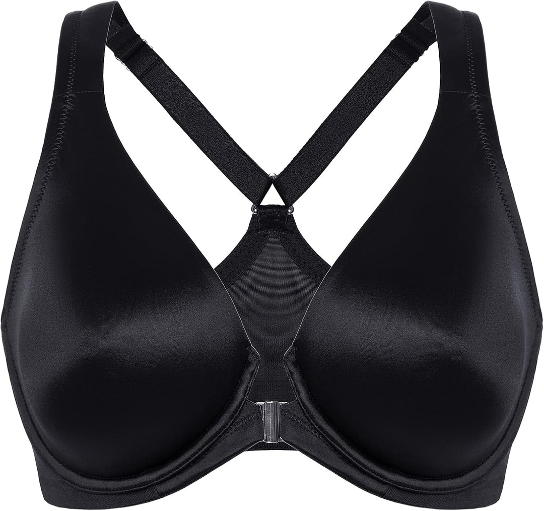 DELIMIRA Damen BH mit Vorderverschluss Seamless Bügel BHS Grosse Brüste Vollschalen Racerback Ungefü