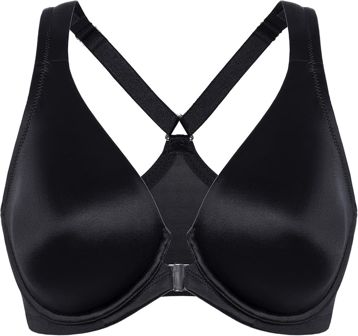 DELIMIRA Damen BH mit Vorderverschluss Seamless Bügel BHS Grosse Brüste Vollschalen Racerback Ungefü